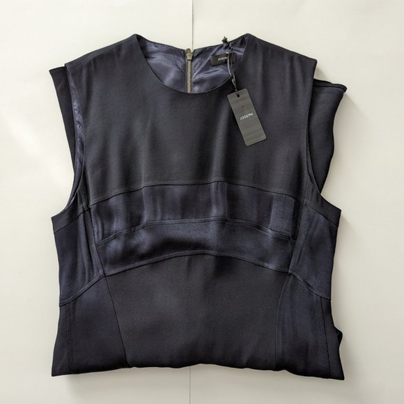 JOSEPH Navy Satin Crepe Midi Dress - Picture 9 of 14